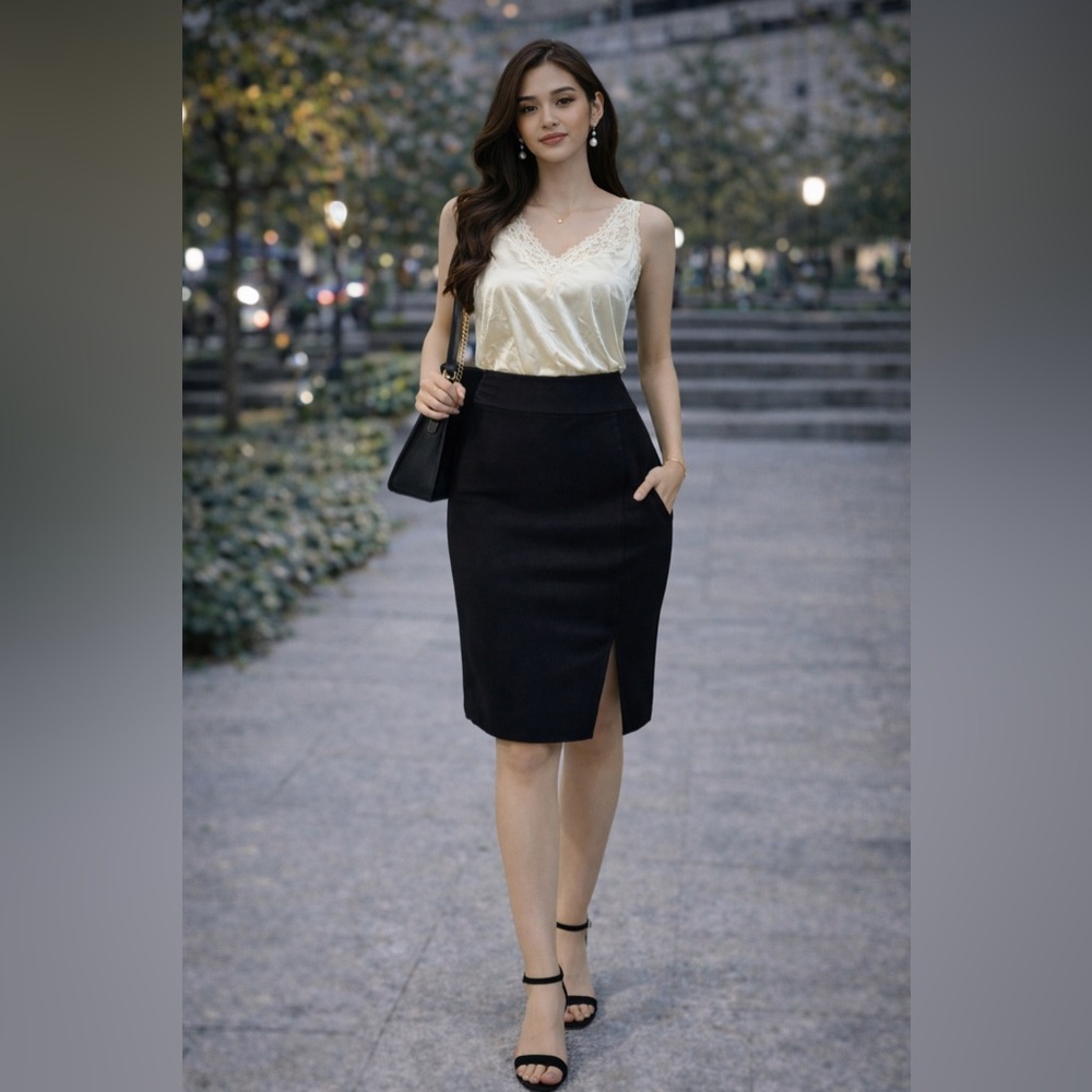 Worthington Elegant Black Pencil Skirt - Picture 3 of 13
